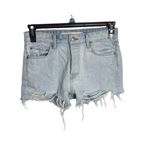 GRLFRND The Helena High‎ Rise Cut Off Jean Shorts Size 25 Light Wash